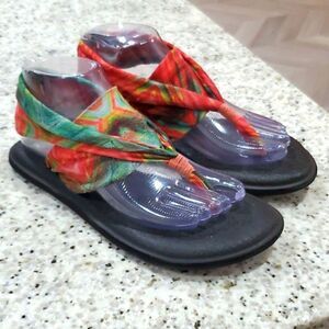 Sanuk Yoga Sling Sandals Multicolor Tie Dye Womens 7